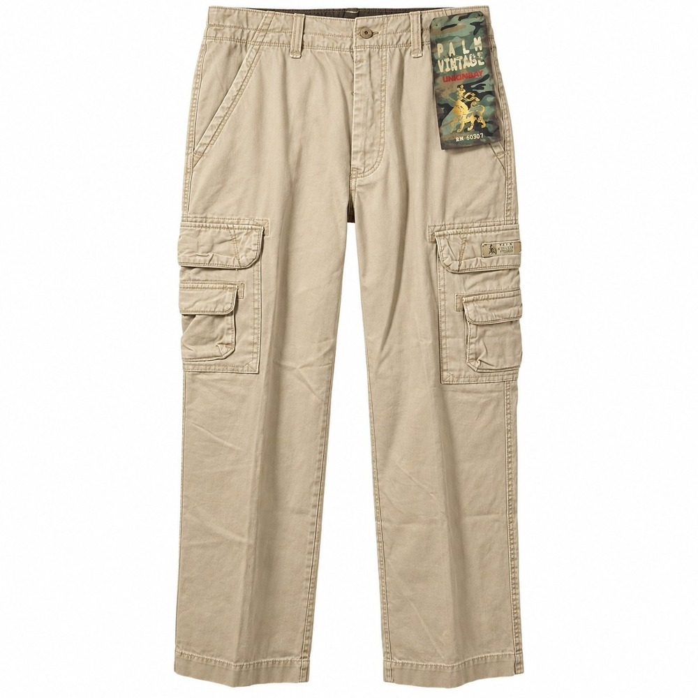 NEW UNION BAY Palm Vintage Cargo Pant Sz 33x30 Beige Workwear Grunge 90s Y2K New